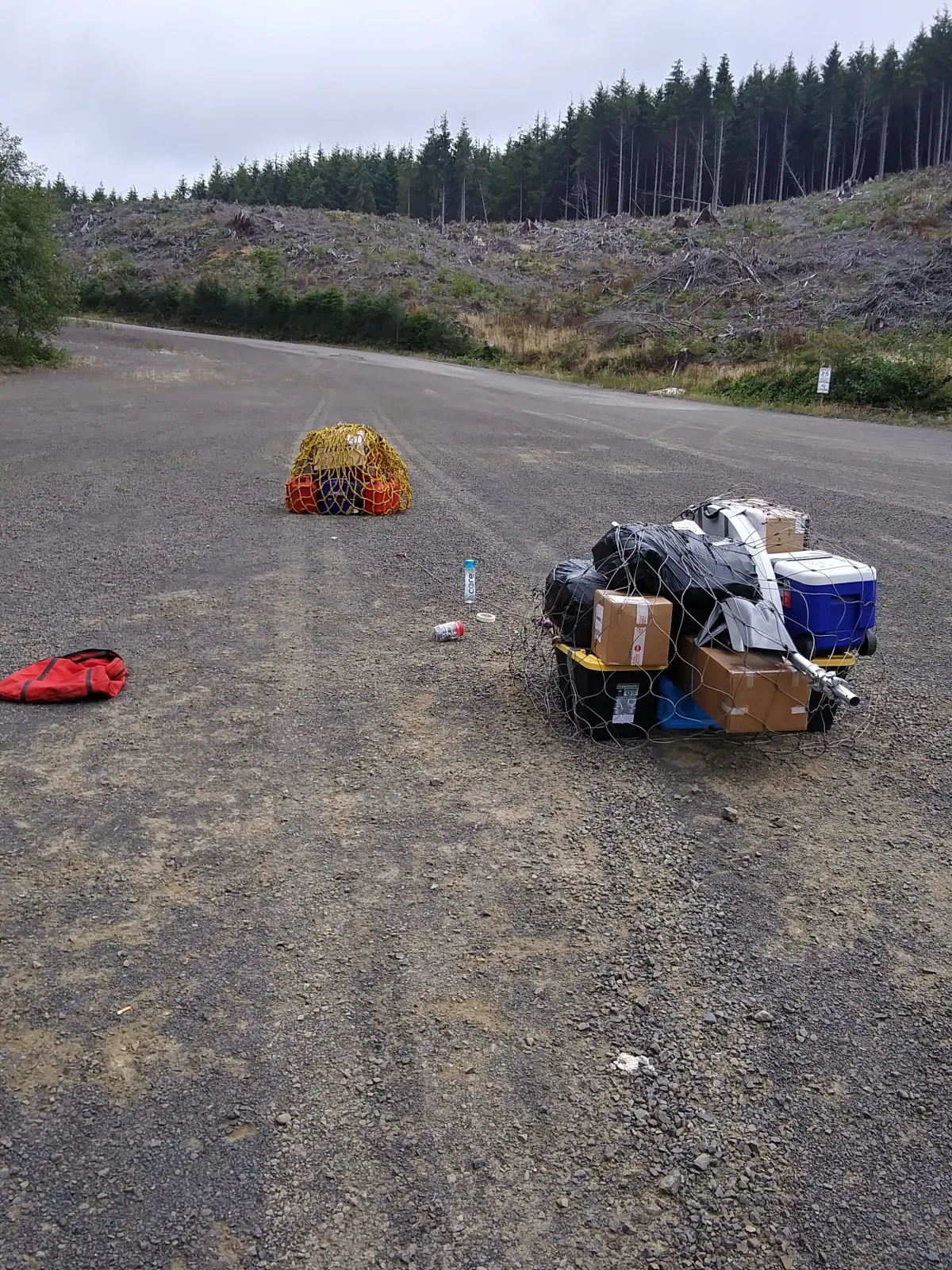 Cargo loads staged for helicopter pickup