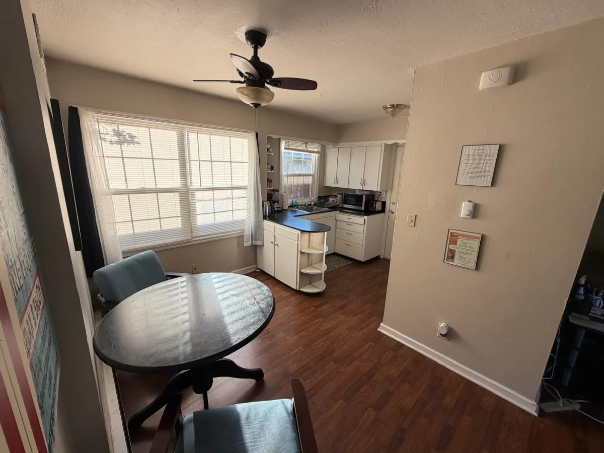 Dining area and kitchen in the left unit of the JTH duplex