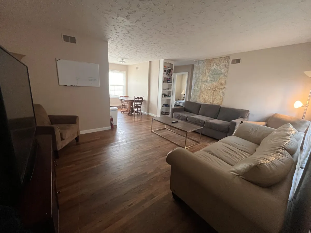 Furnished living room in the right unit of the JTH duplex